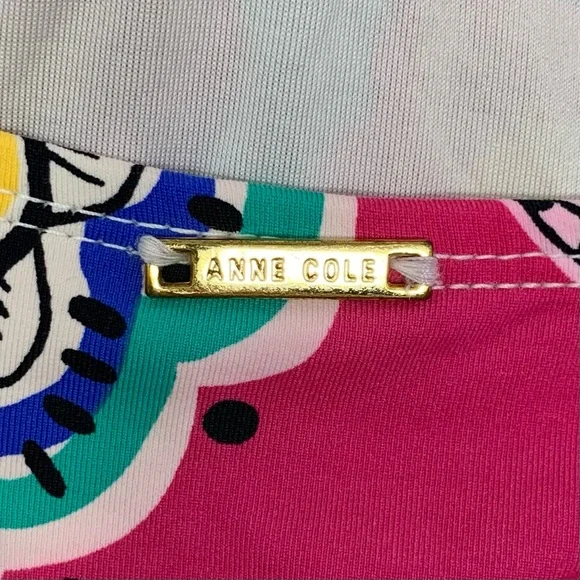 Anne Cole Multicolor Floral Paisley Tankini Halter Ruched Bikini Top size L - Picture 7 of 8